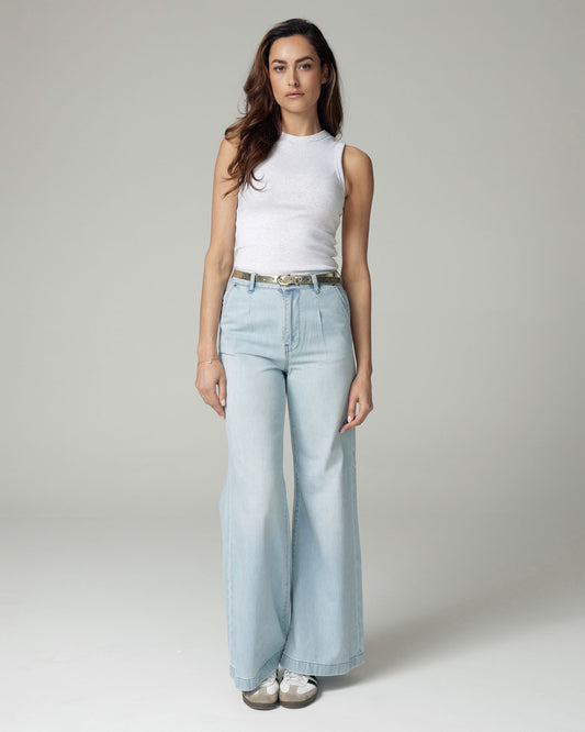 Bleached Blue Wide-Leg High-Rise Jeans | The Diba