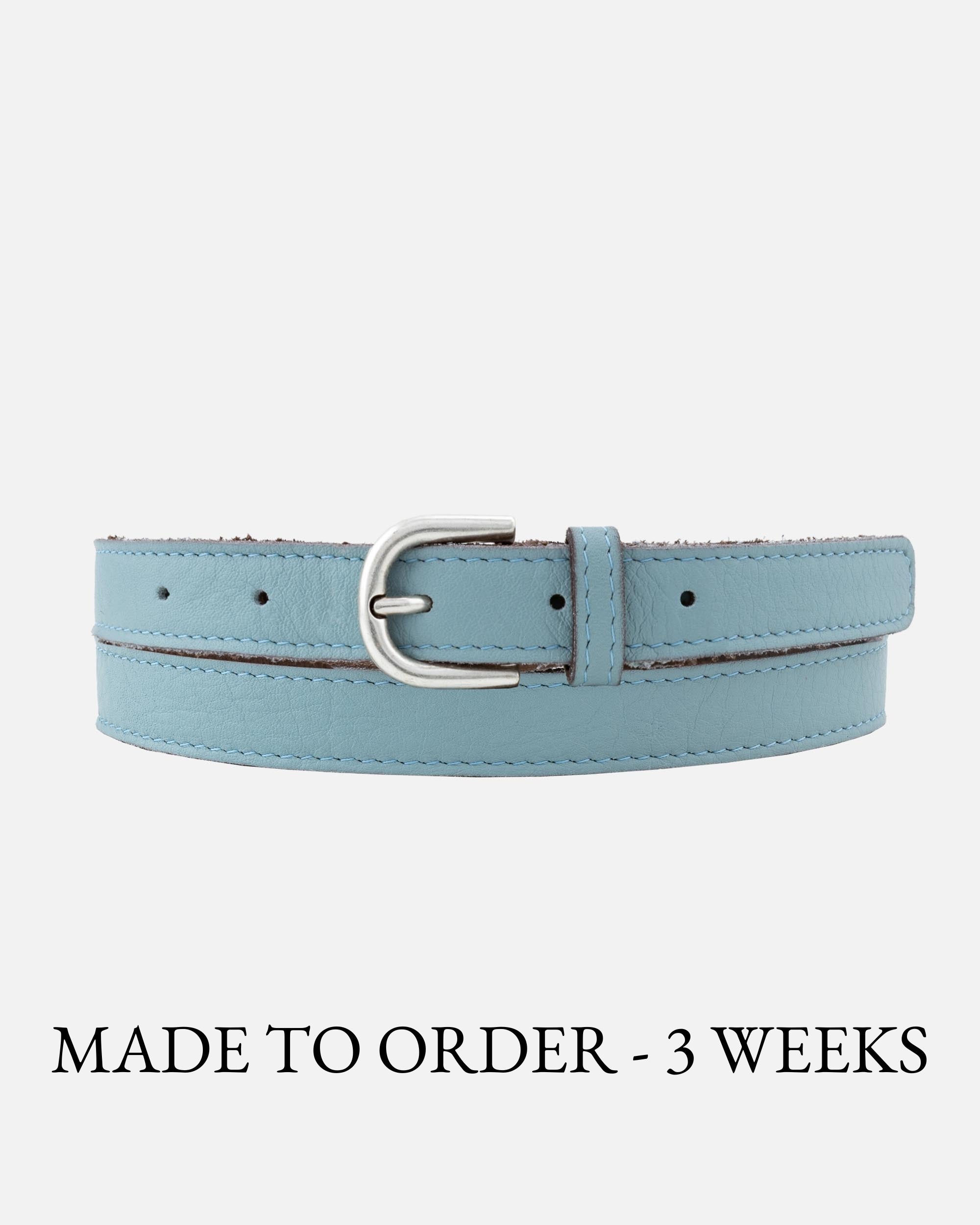 PREORDER Cara | Soft Skinny Leather Belt - Light Blue / XS-75