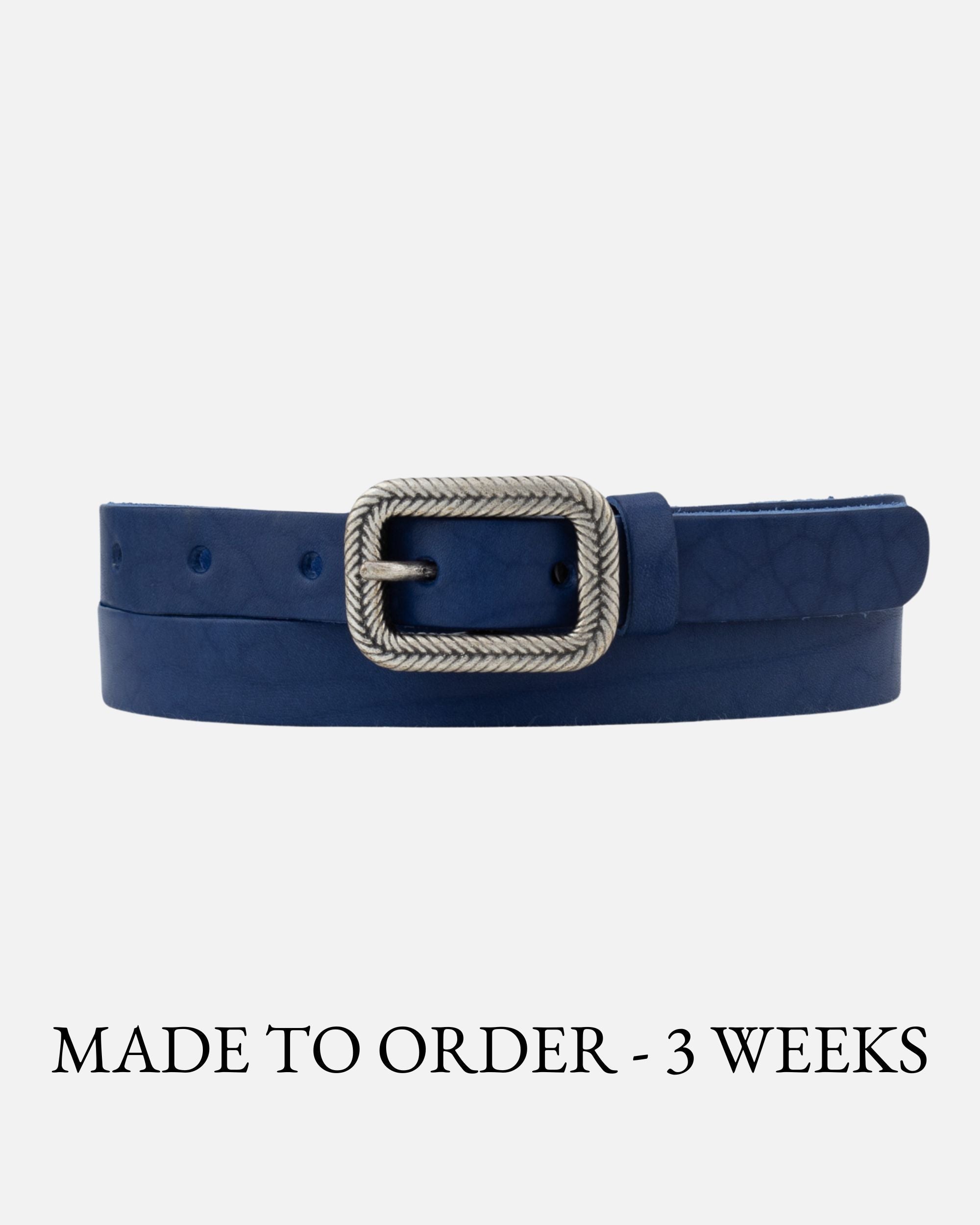 Vintage Skinny Leather Belt with Silver Buckle - AMSHRTG