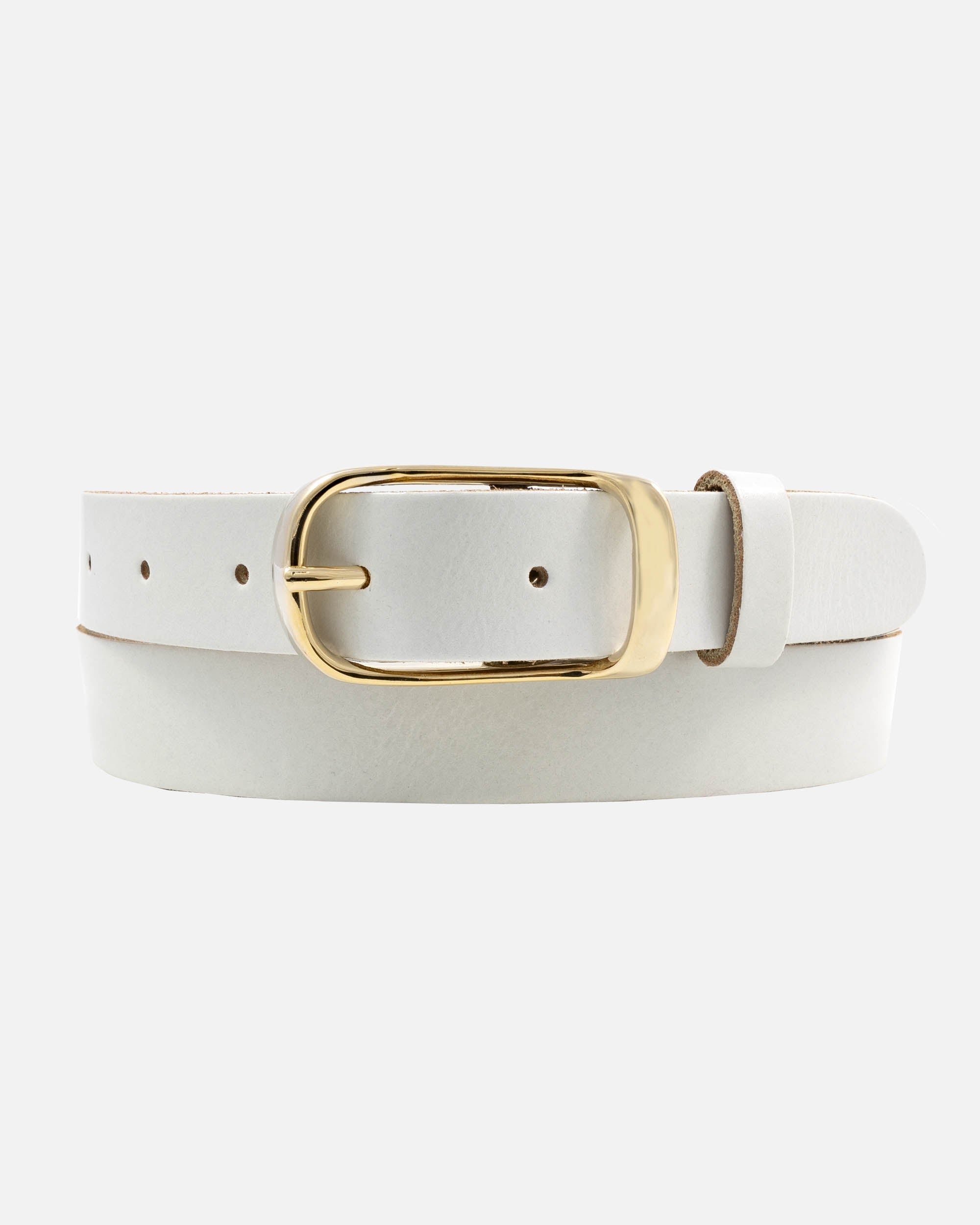Lasse | Classic Skinny Leather Belt - White / XS-75