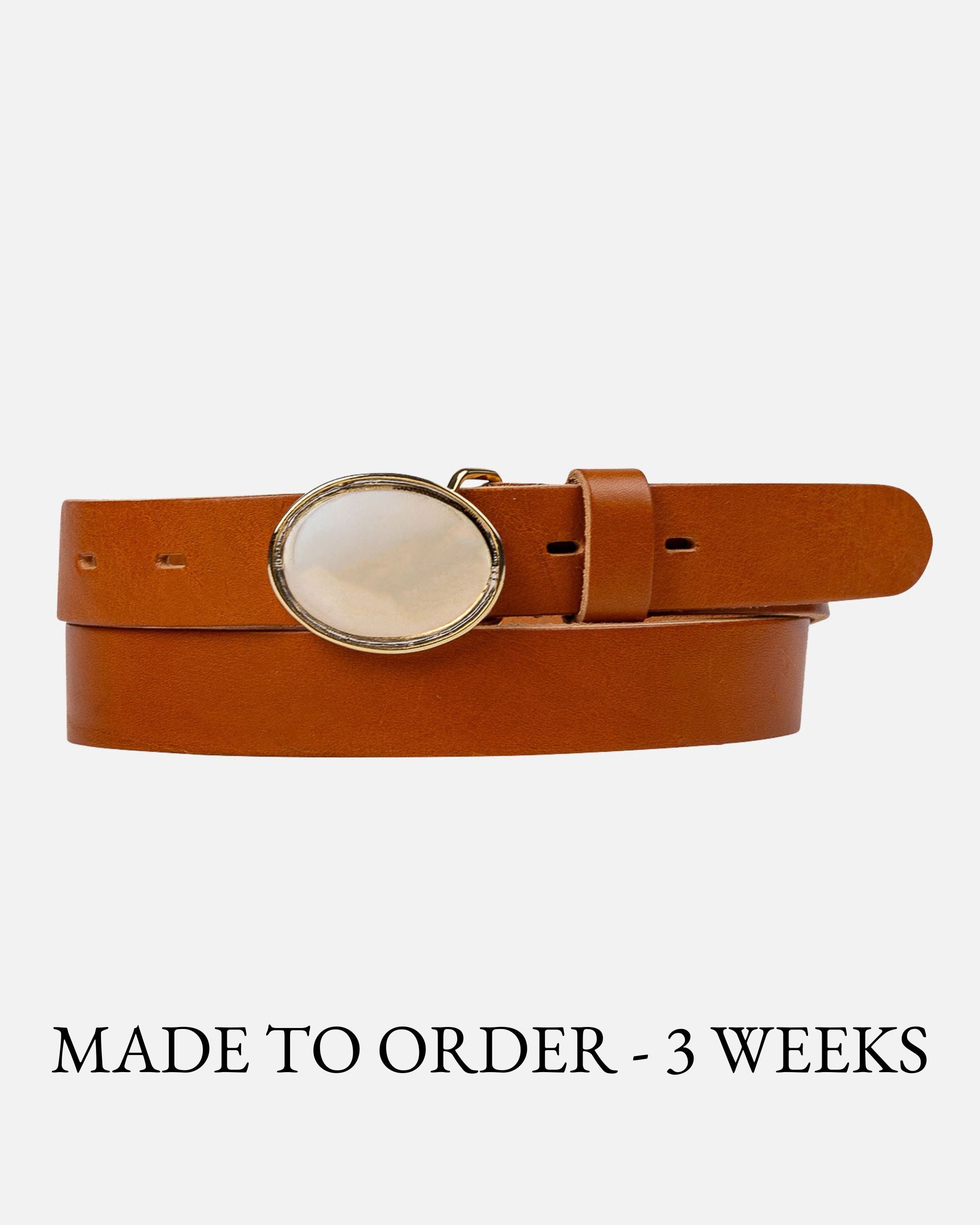 MADE TO ORDER Mosa | Leather Belt with Oval Statement Buckle