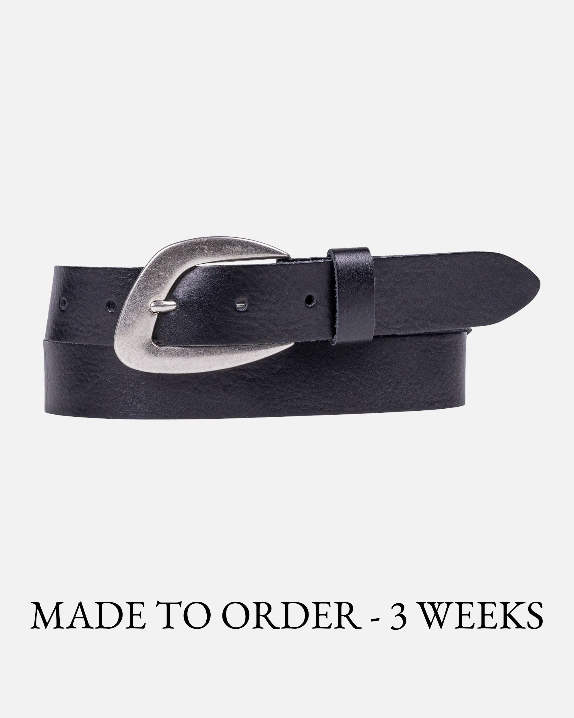 MADE TO ORDER Sava | Premium Leather Belt with Asymmetric Silver