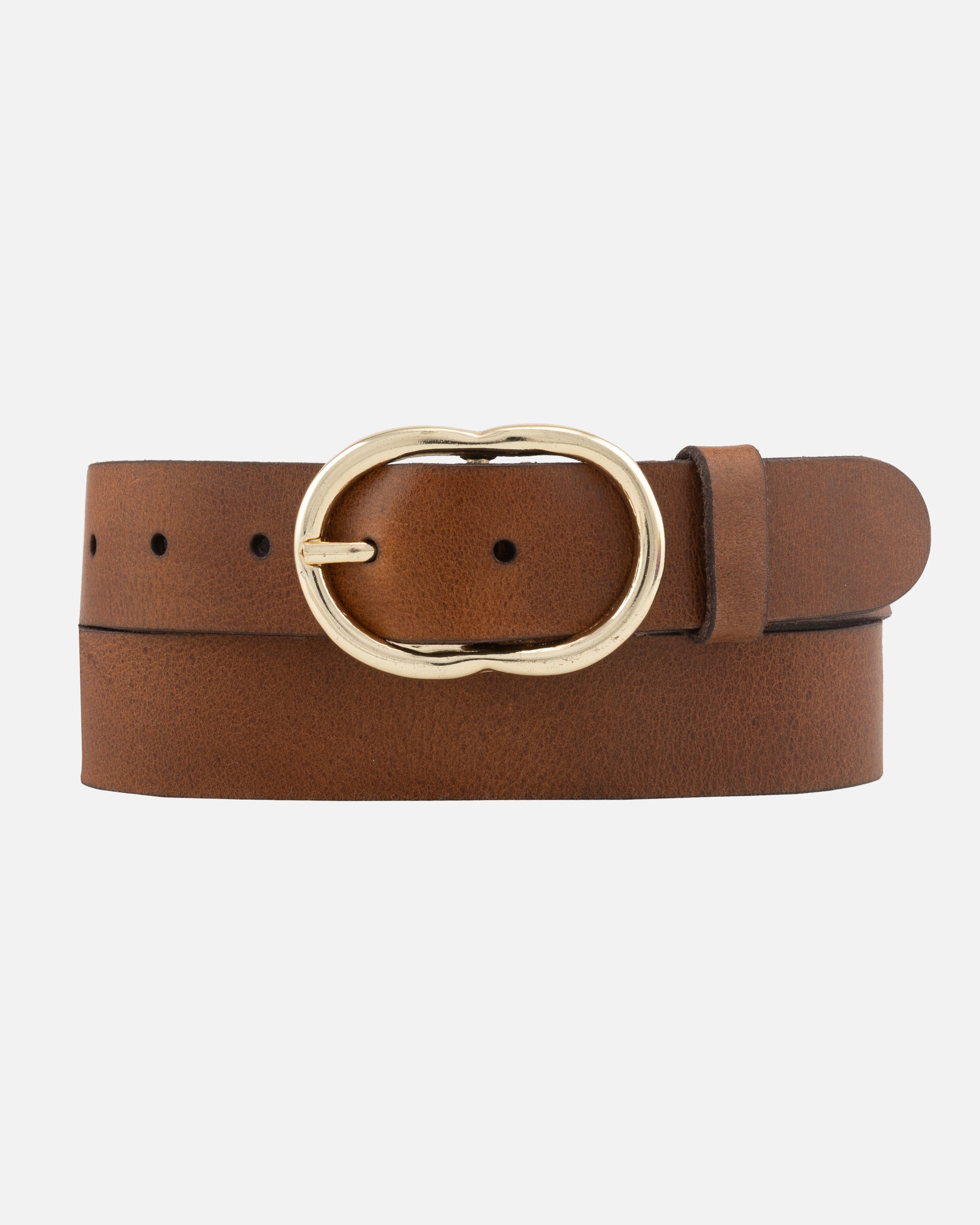 Nwt Laser-cut Wide Scalloped Brown Leather Belt w/ Gold Buckle by Elise M/L Elise | Classic Leather Belt with Gold Oval Buckle for Women  main image 4