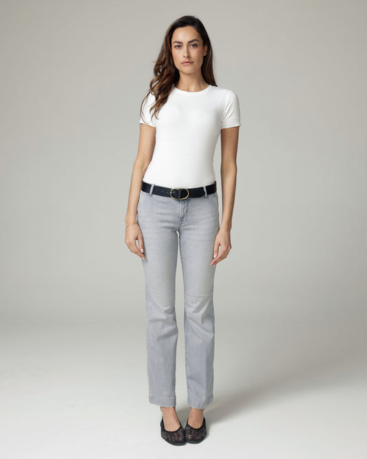 Grey Flare Mid-Rise Jeans | The Luna