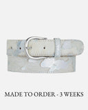 Dakota | Silver Metallic Calf Hair Leather Belt