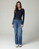 Mid-Blue Wide-Leg High-Rise Jeans | The Cherry