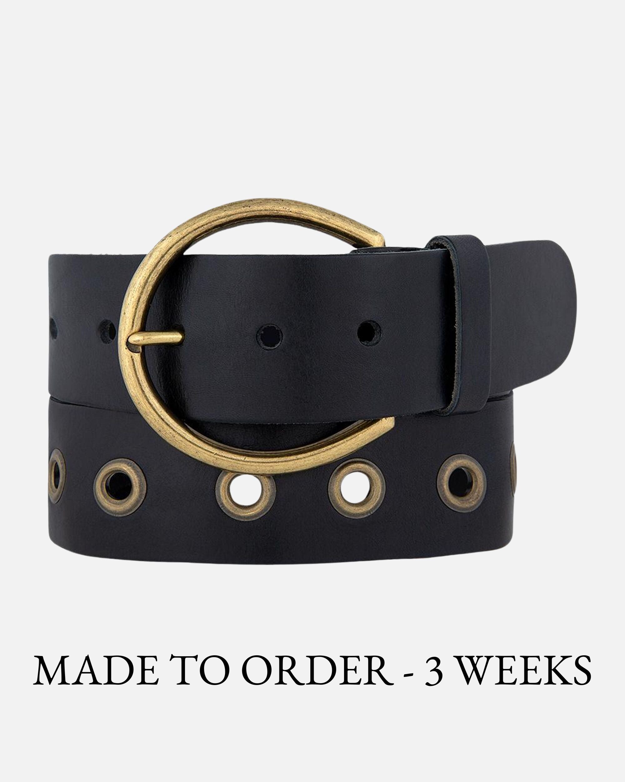 PREORDER Sylvie | Grommet Studded Wide Waist Belt with Statement Buckle -  Black / XS-75