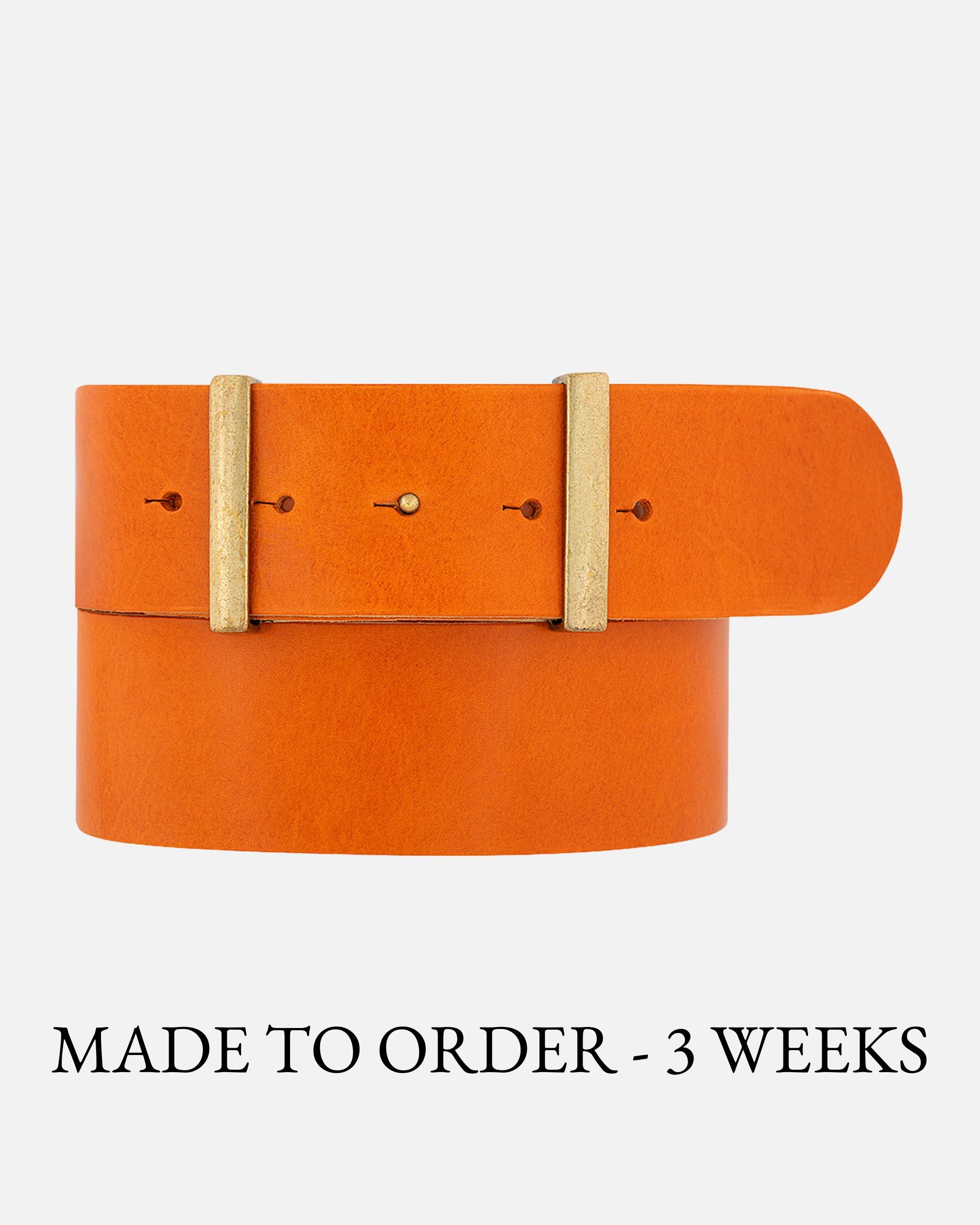 J. MCLAUGHLIN ORANGE LEATHER BELT LARGE EXTRA L / XL ADJUSTABLE Gold Accents Buy Orange Snakeskin Suede Embossed Belt With Gold Buckle  main image 4