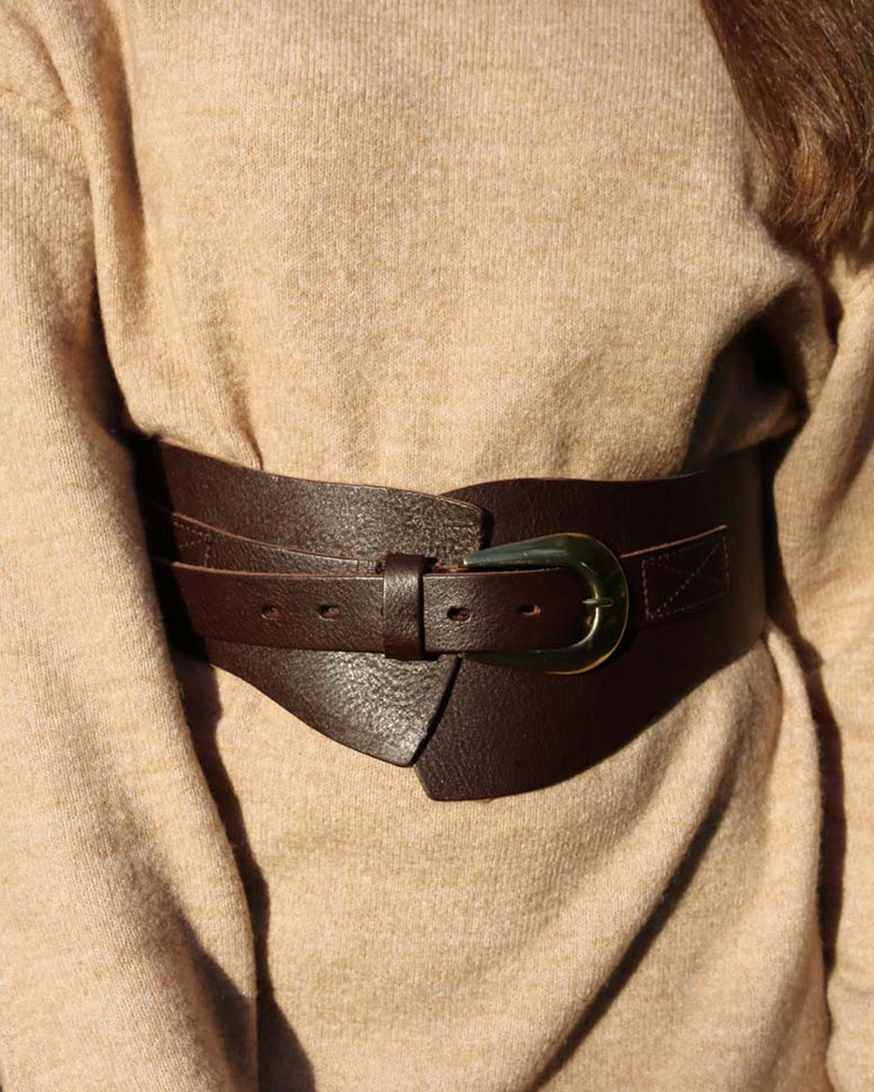 Women's Wide Leather Waist Corset Belt for Dresses - AMSHRTG