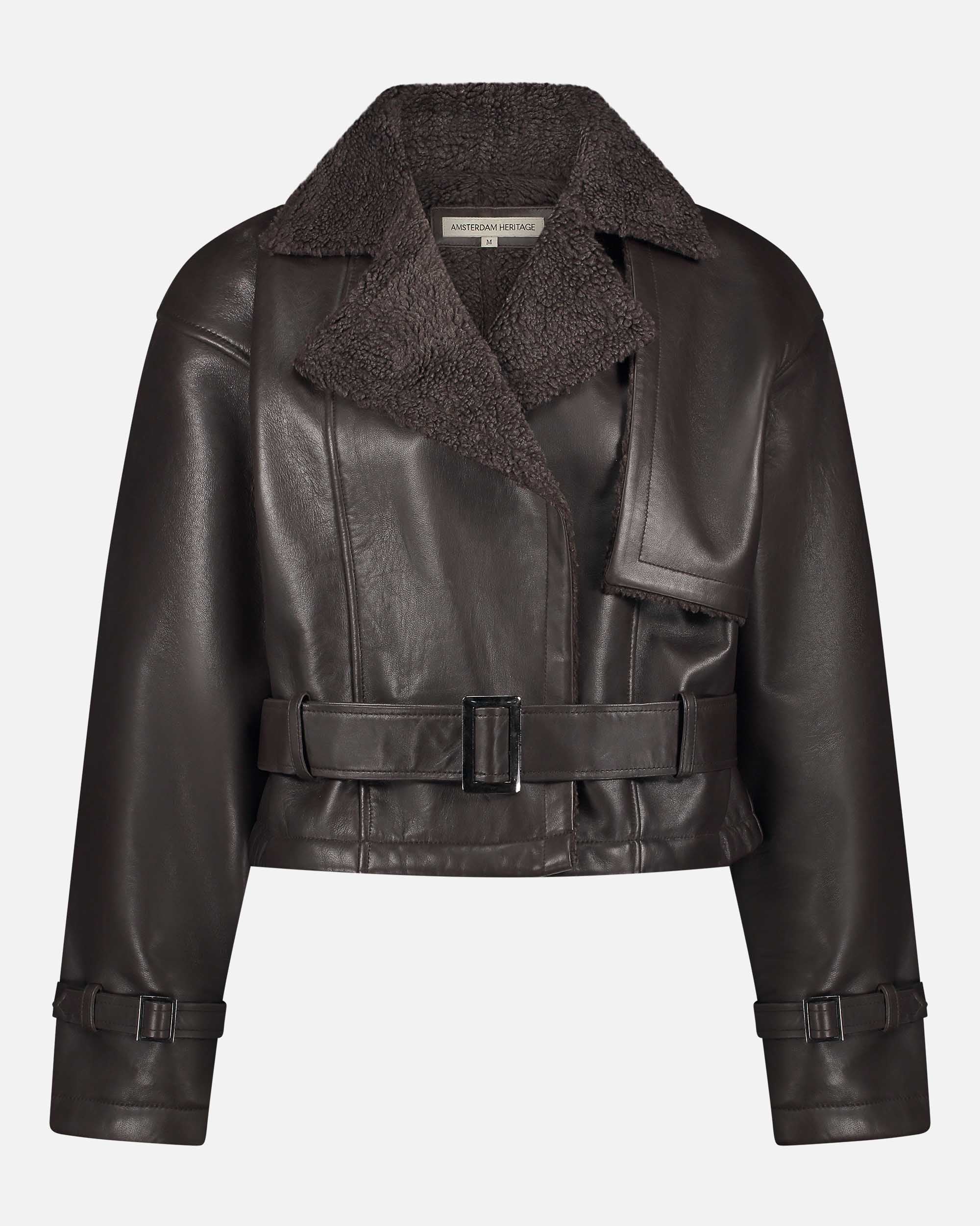 ダウンジャケット・コート [MATINKIM]piping leather bomber jumper for women in dark b MK249OJP058MDE_1_ed6f9850-f312