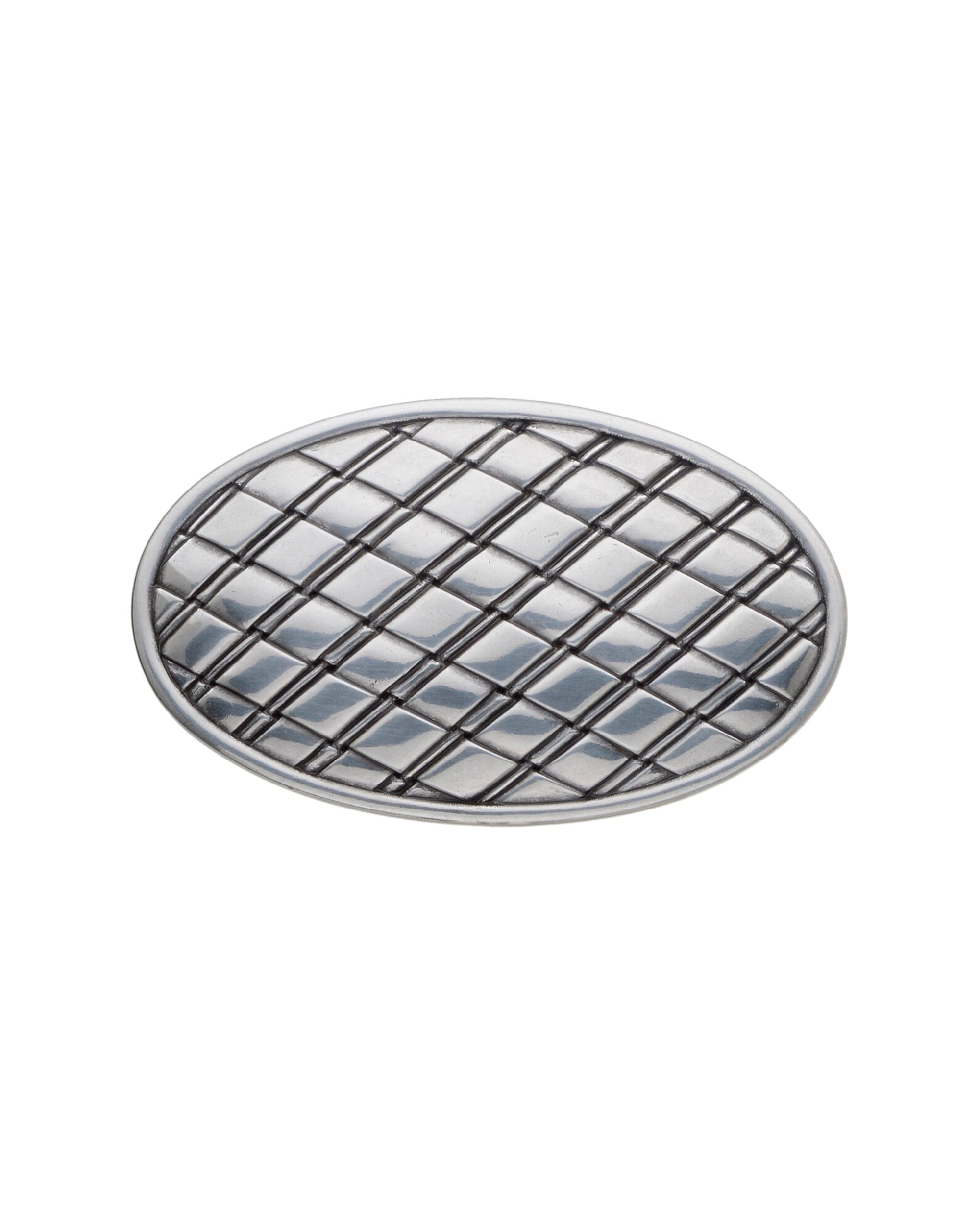 grid silver belt buckle