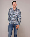 Espanola | Leaf Printed Men's Corduroy Button-Down Shirt