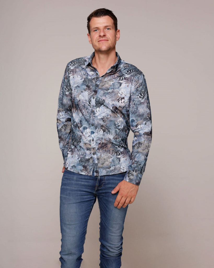 Espanola | Leaf Printed Men's Corduroy Button-Down Shirt