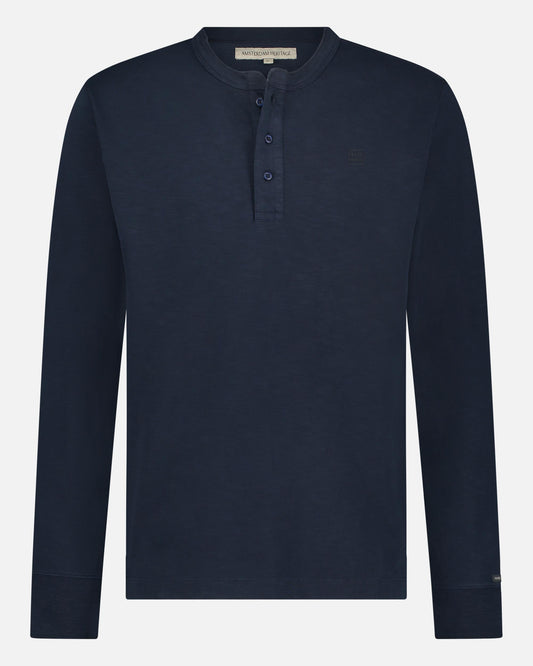 Wayne | Navy Long Sleeve Henley Shirt