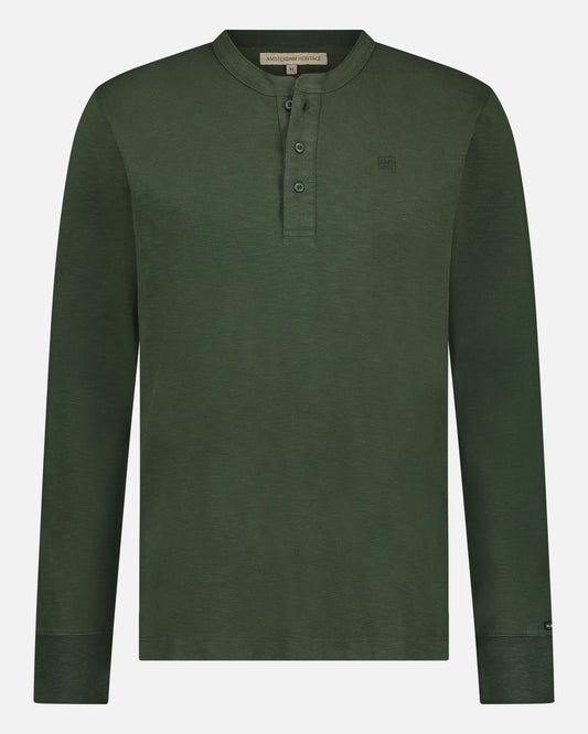 Wayne | Green Long Sleeve Henley Shirt