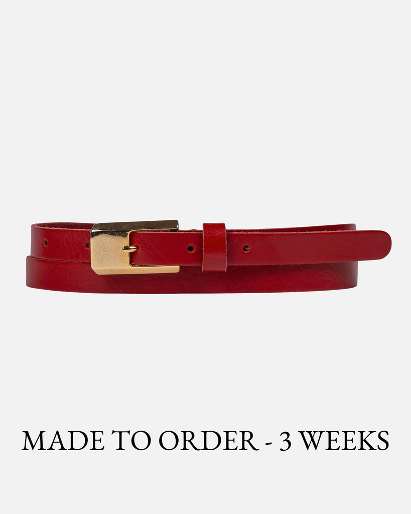 MADE TO ORDER Ella | Slim Leather Belt with Polished Buckle