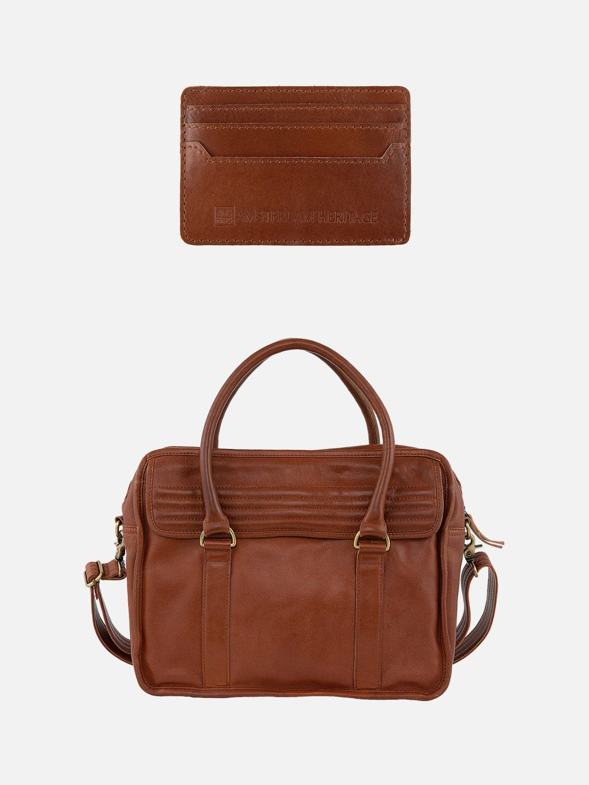 Leather Messenger Bag + Leather Wallet Set