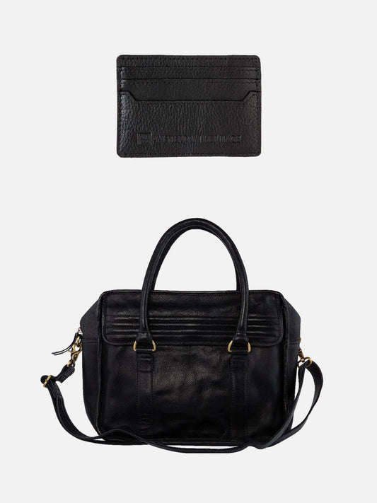 Leather Messenger Bag + Leather Wallet Set