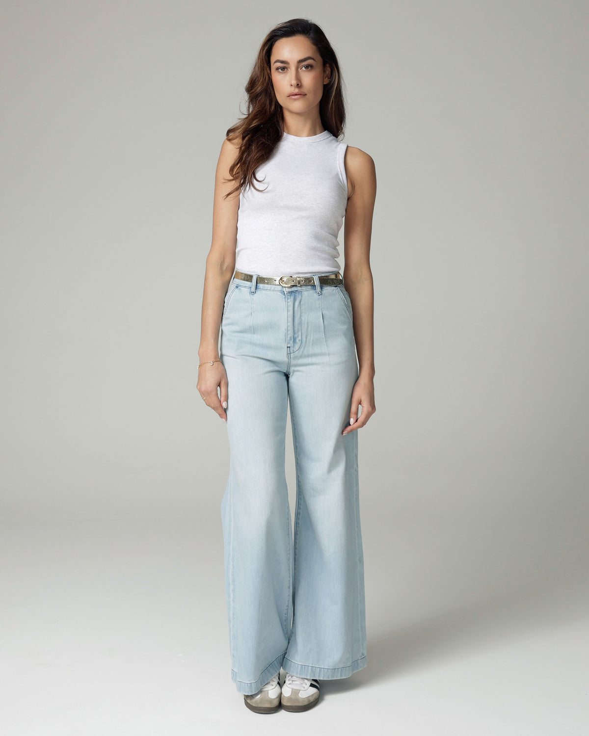 Bleached Blue Wide-Leg High-Rise Jeans | The Diba
