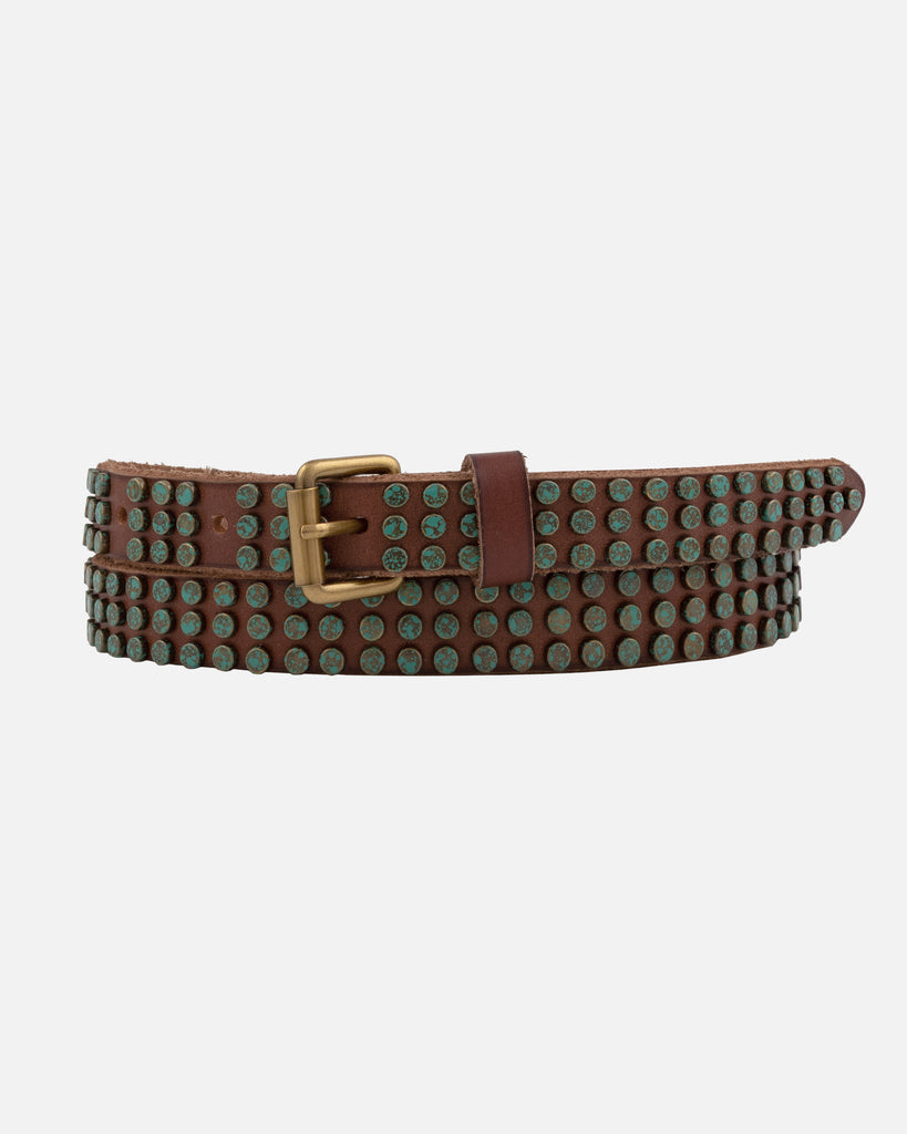 Azra | Leather Belt with Turquoise Patina Studs – AMSTERDAM HERITAGE