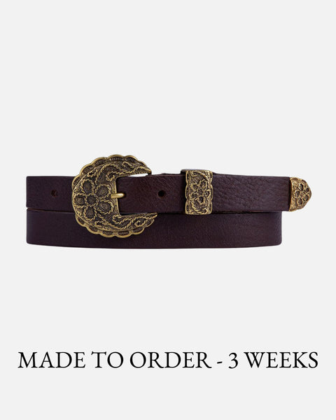 Retro Western Belt with Gold Carved Buckle - AMSHRTG  display picture 1