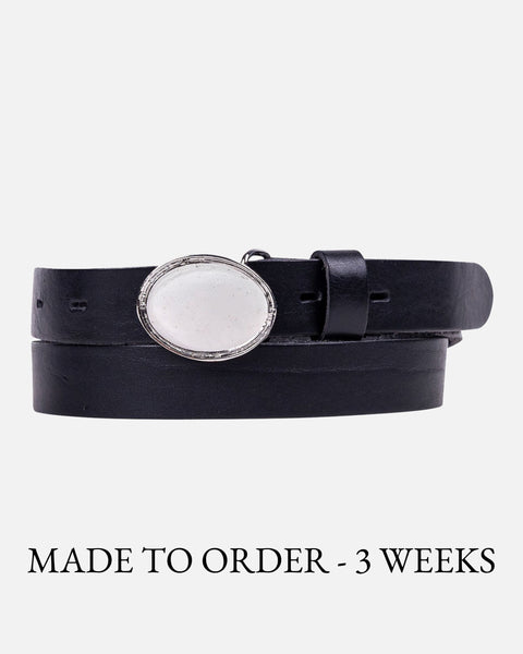 MADE TO ORDER Mosa | Leather Belt with Oval Statement Buckle
