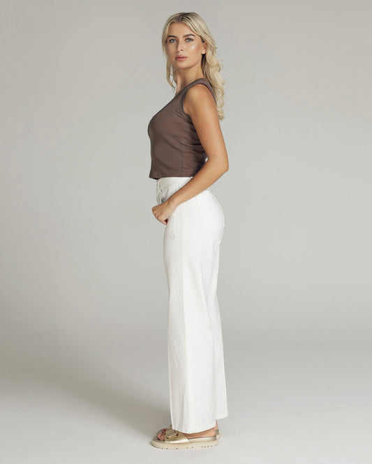 White Wide-Leg High-Rise Jeans | The Viola