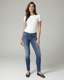 Mid-Blue Vintage-Effect Skinny Mid-Rise Jeans | The Manuela