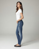 Mid-Blue Vintage-Effect Skinny Mid-Rise Jeans | The Manuela