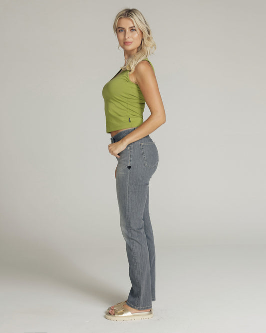 Grey Straight-Leg Mid-Rise Jeans | The Messina