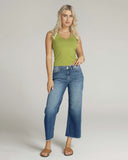 Mid-Blue Staight-Leg Cropped Mid-Rise Jeans | The Nancy