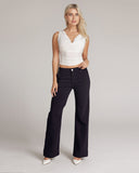 Navy Wide-Leg High-Rise Pants | The Atena