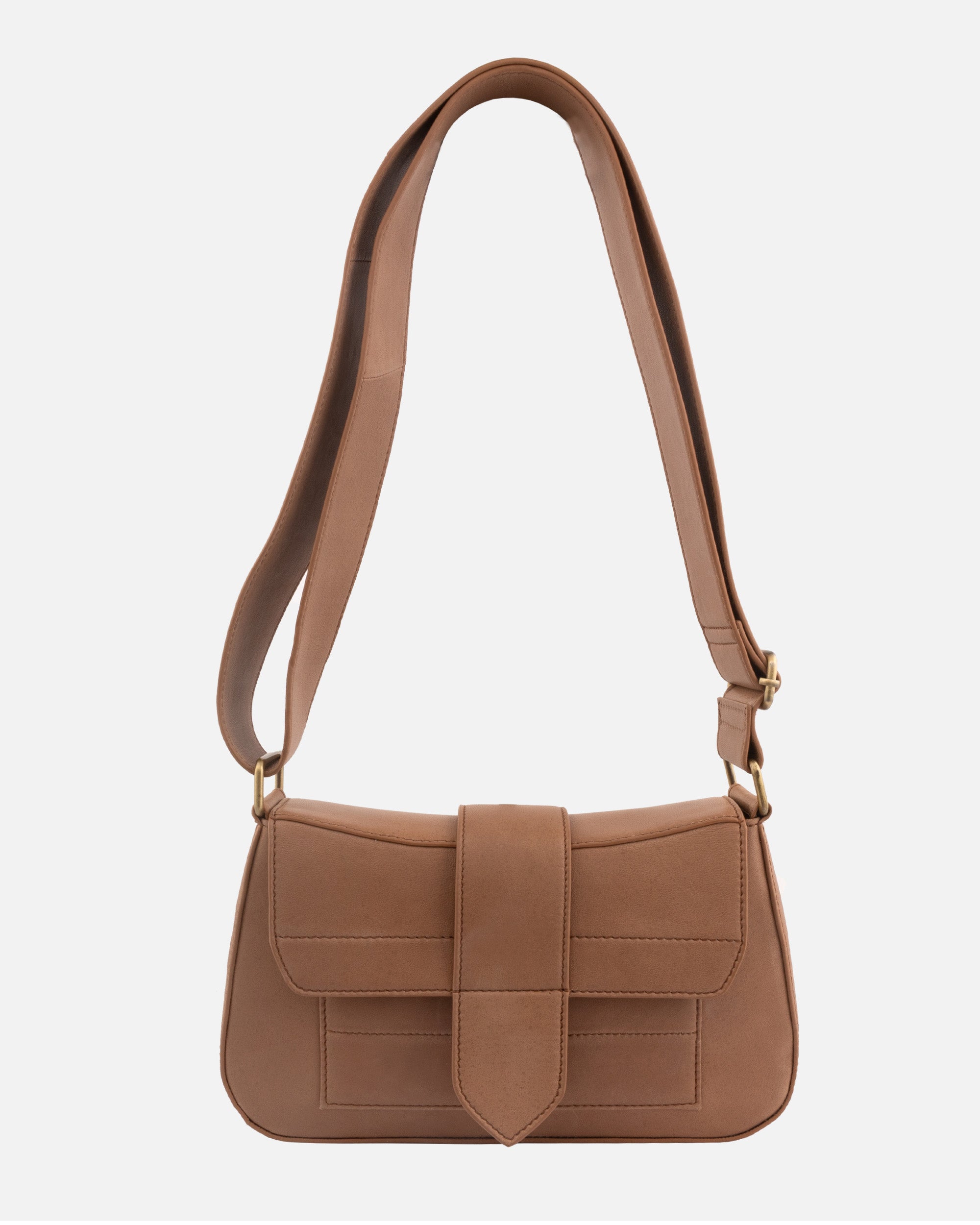Women's Structured Leather Shoulder Bag Bree Premium Architectural Clean-Lines Secure Modern Camel Amsterdam Heritage