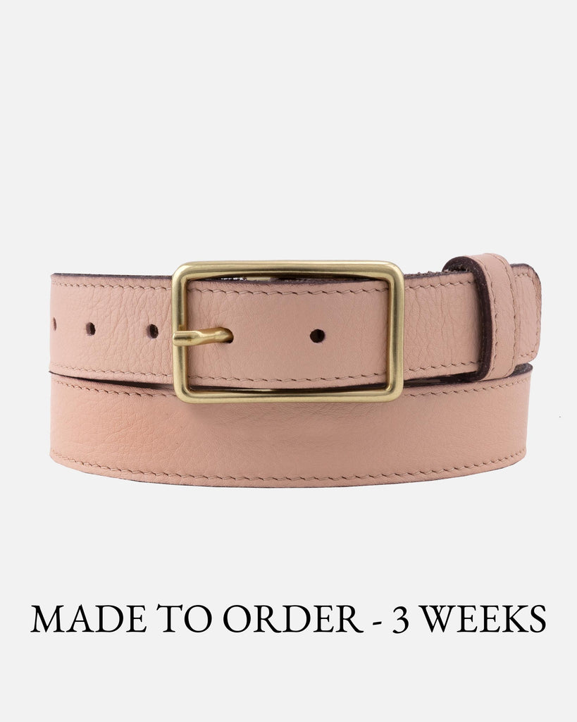 MADE TO ORDER Belia | Skinny Pastel Leather Belt with Rectangle Buckle