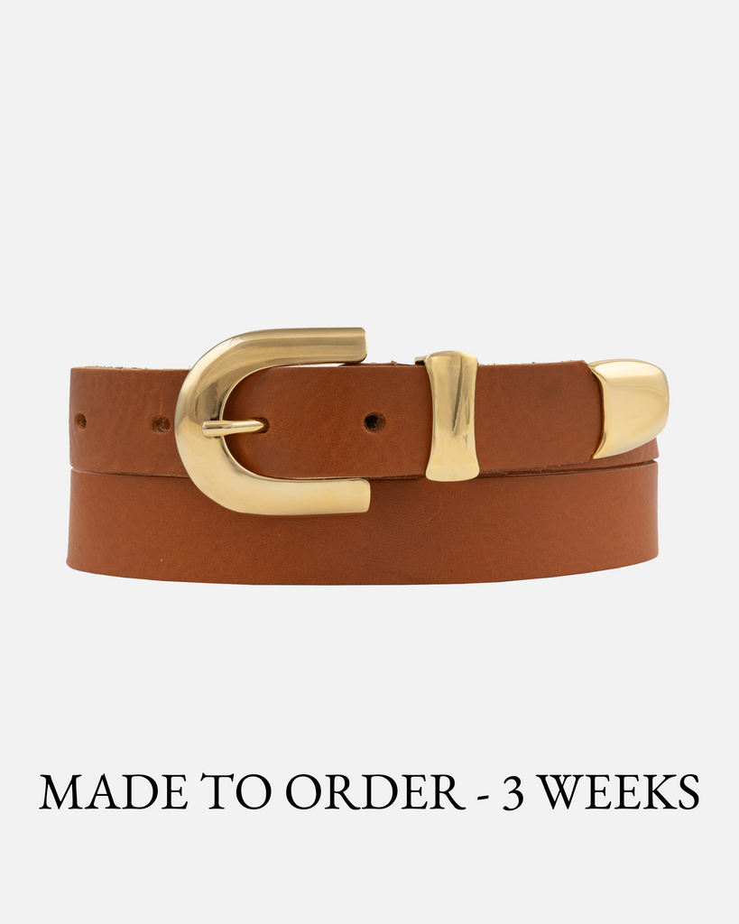 新品ARGUE LONG LETHER BELTベルト beige（nume） MADE TO ORDER Emira | Gilded Curve Leather Belt – AMSTERDAM HERITAGE