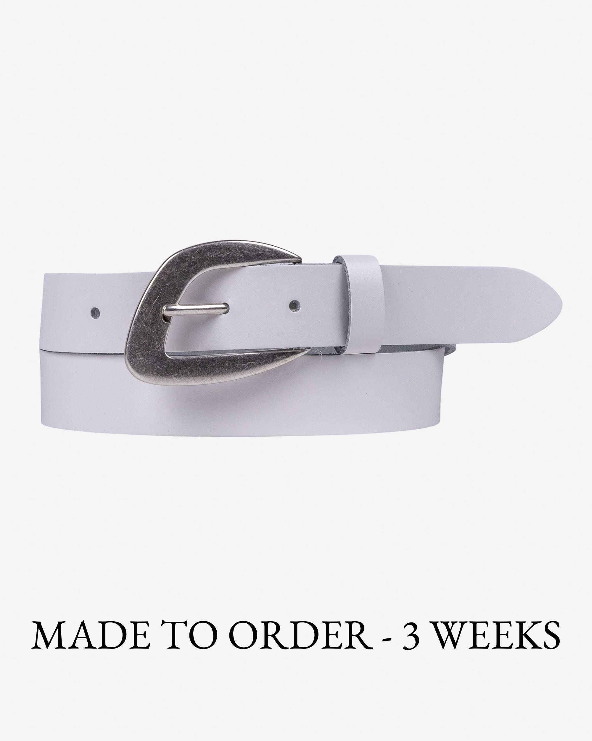 1871 Women\'s Porto Belt 20mm, Greigesd, Off White Leather belt with metal buckle in white for Women | Sandro Paris main image 3