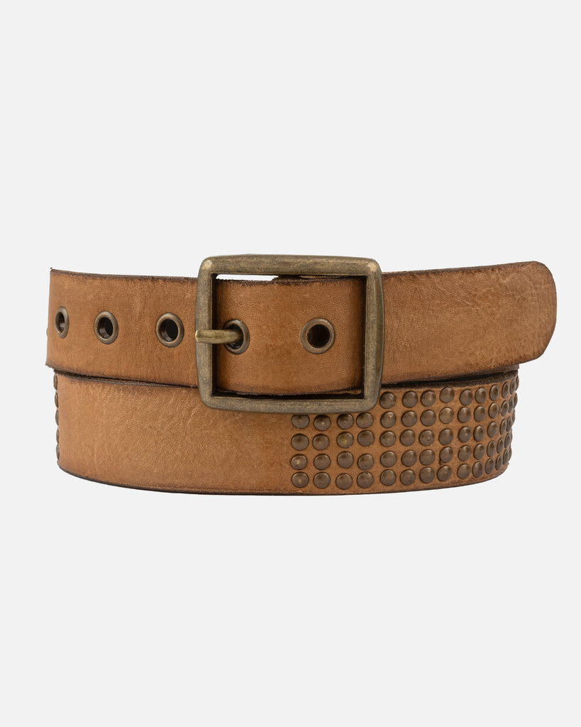Conrad | Rectangle Buckle Leather Studded Belt for Women