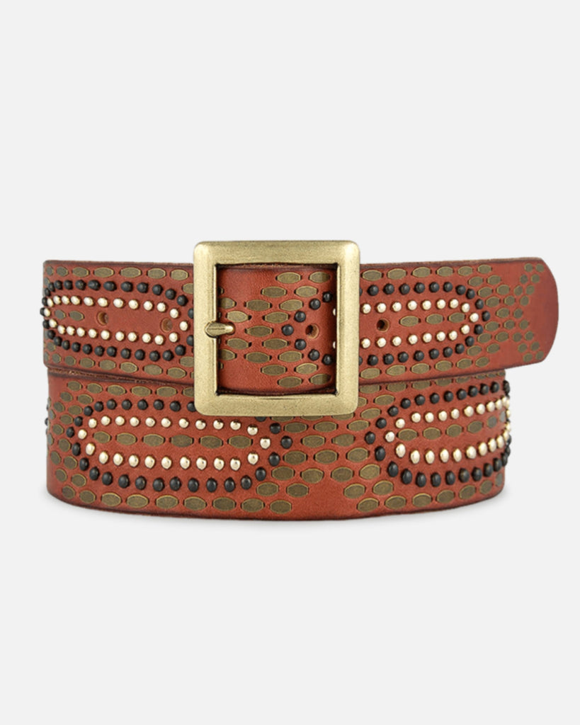 Daya | Studded Leather Belt with Square Buckle