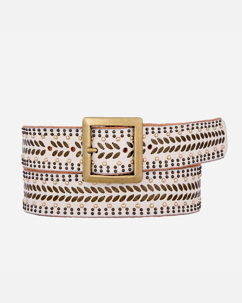 Ezra | Studded Black Leather Belt with Square Buckle