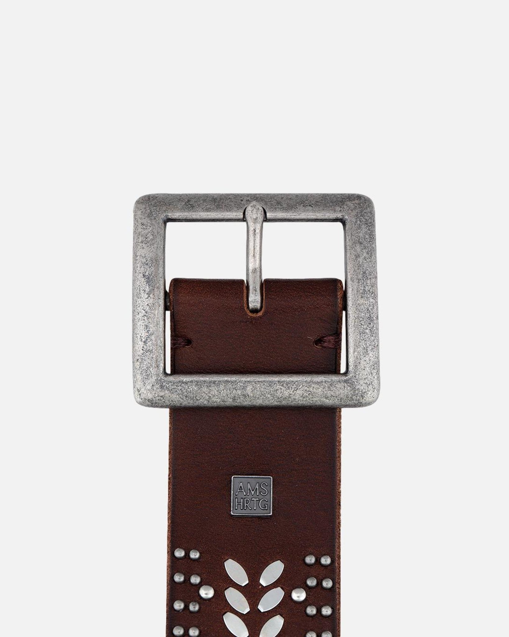 Ezra Studded Leather Belt with Square Buckle