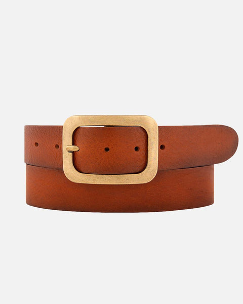 Women's Vintage Leather Belt with Gold Buckle - AMSHRTG – AMSTERDAM HERITAGE