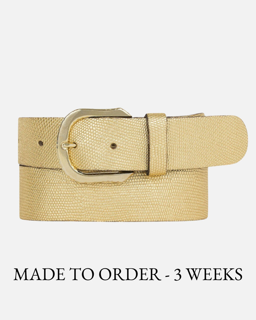 Women's Textured Metallic Leather Belt - AMSHRTG – Amsterdam Heritage