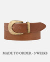 PREORDER Andrea | Classic Leather Belt with Statement Gold Buckle