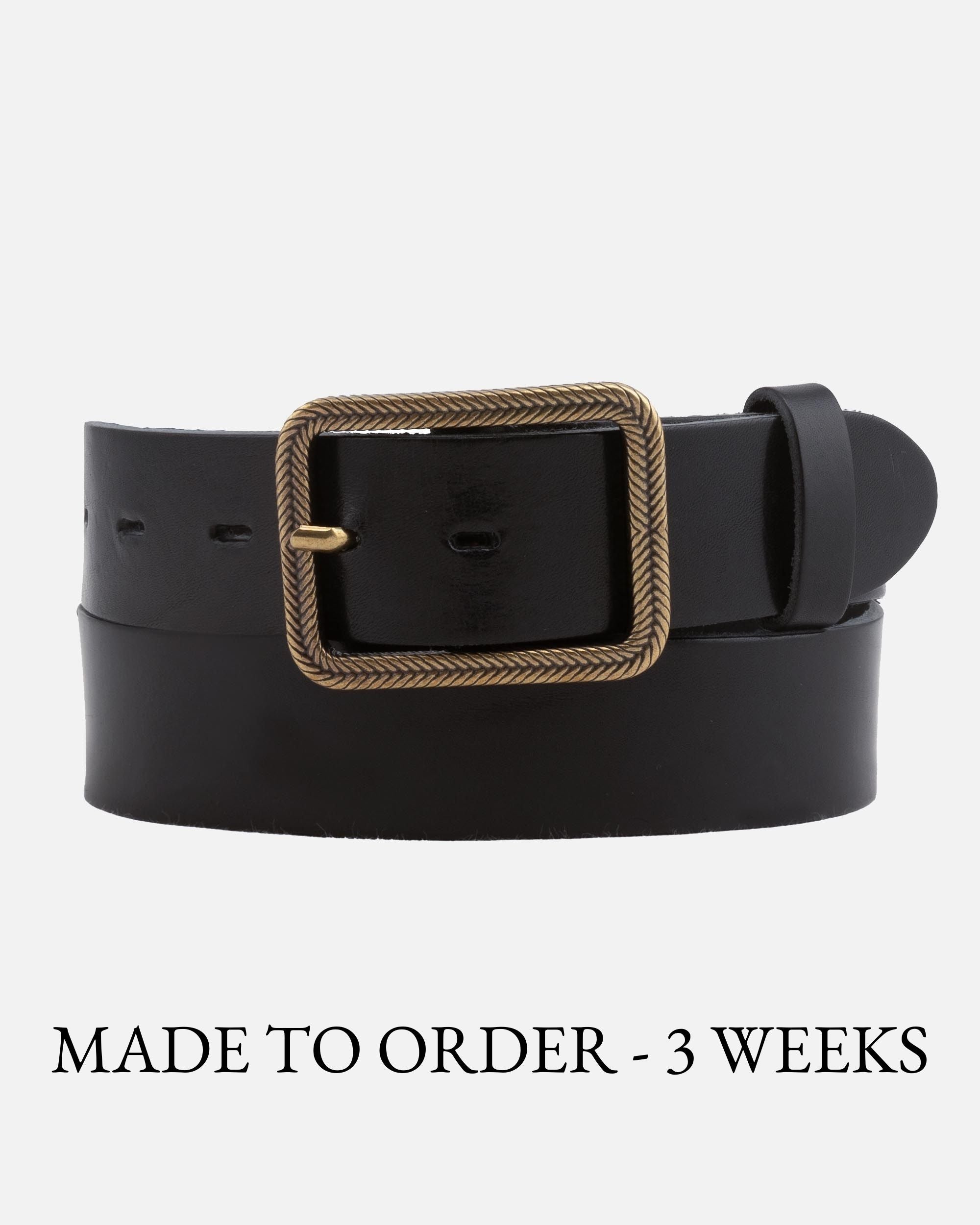 Women's Vintage Gold Buckle Leather Belt - AMSHRTG – Amsterdam