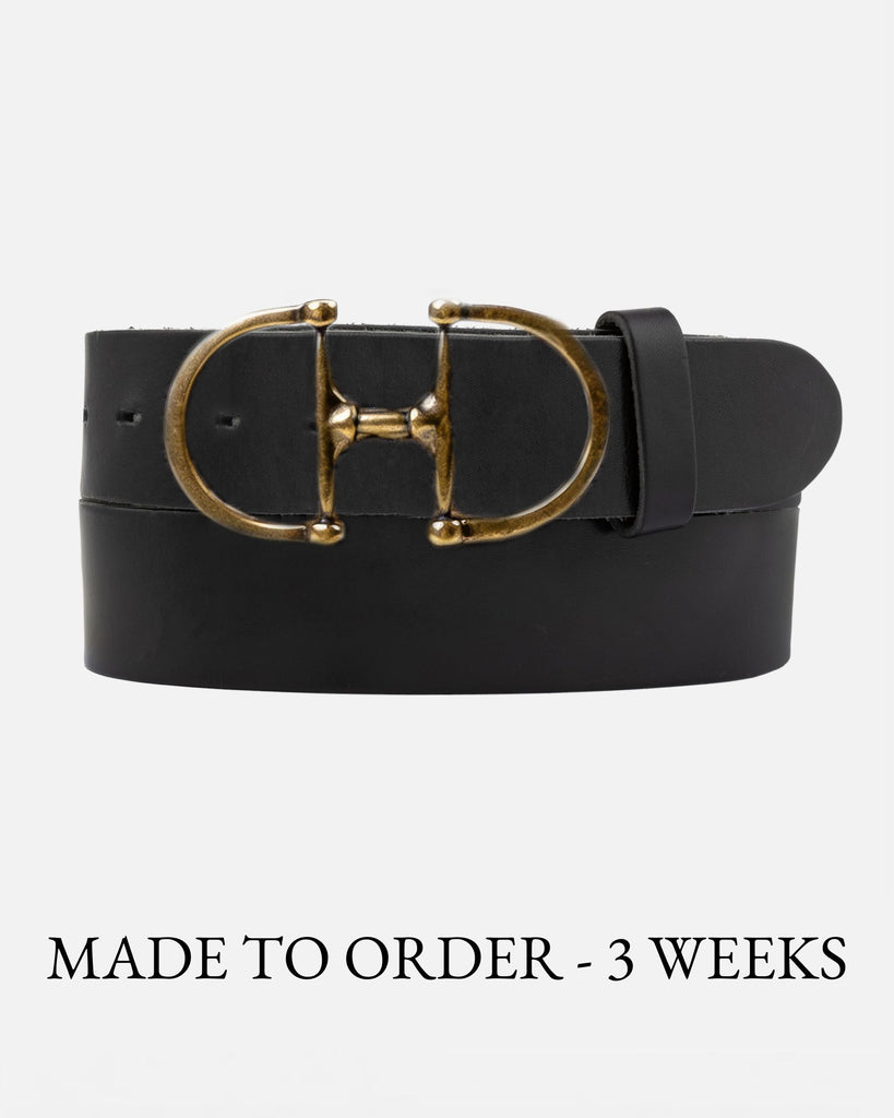 MADE TO ORDER Cheyenne | Leather Belt with Sculptural Gold Buckle