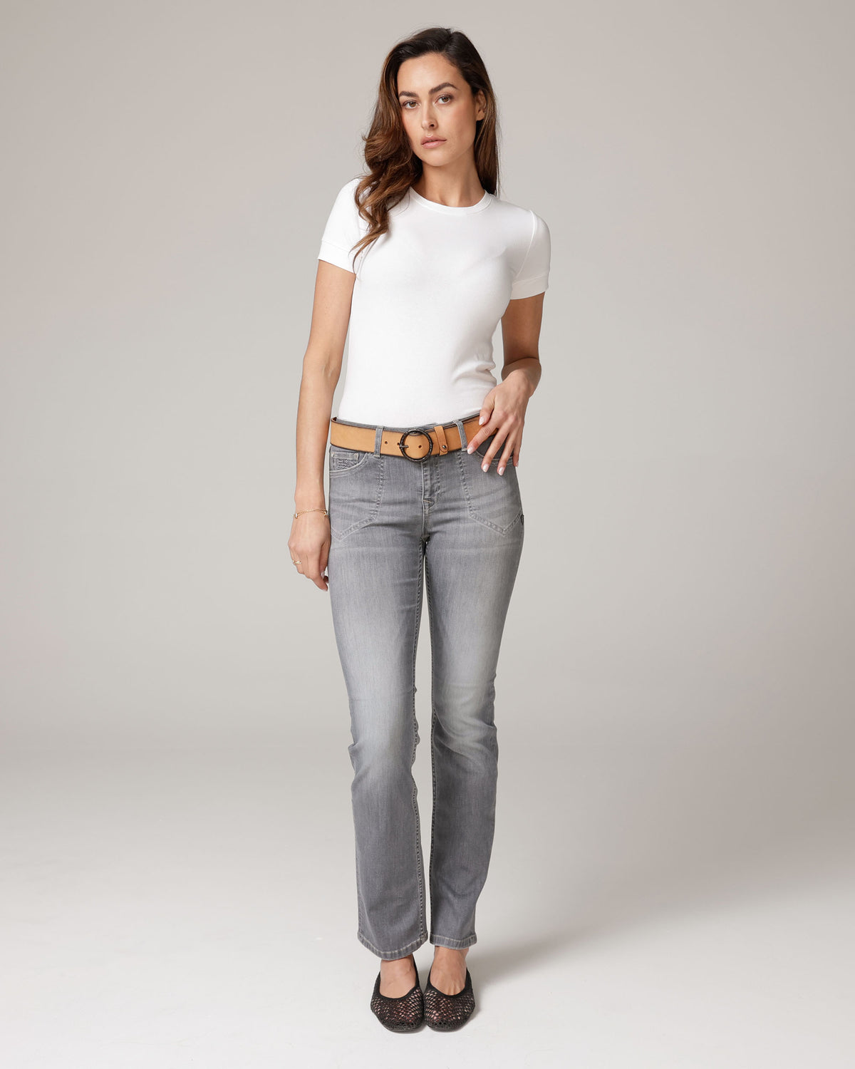 Grey Straight-Leg Mid-Rise Jeans | The Messina