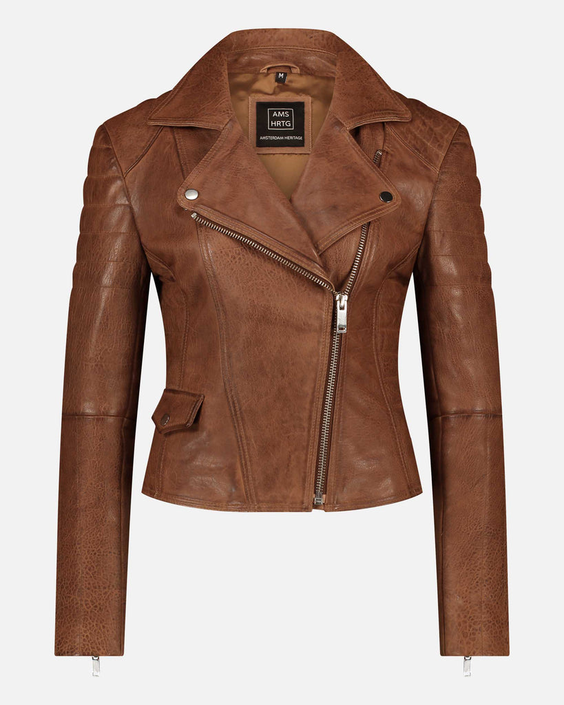 ジャケット・アウター OHOTORO Urban Leather Jacket brown Havock Brown Genuine Leather Jacket Men - Shirt Collar Café