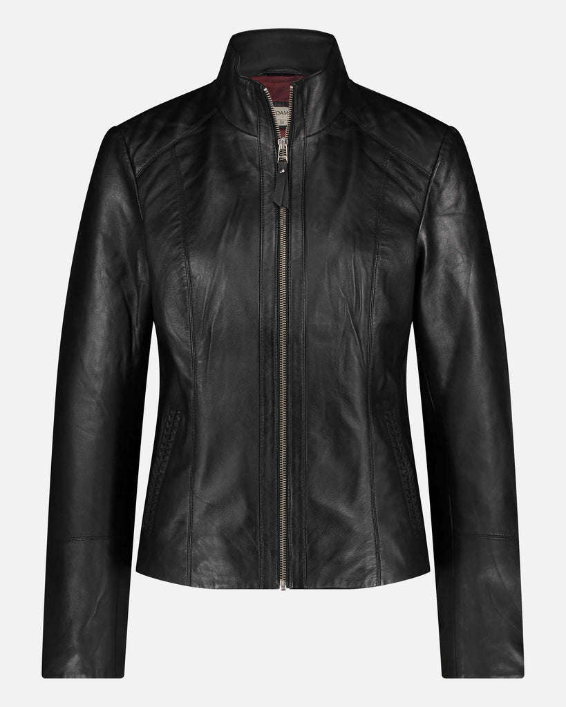 Women's Collarless Leather Jacket - AMSHRTG – AMSTERDAM HERITAGE