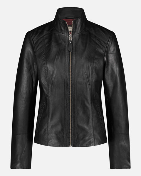 Women's Collarless Leather Jacket - AMSHRTG – AMSTERDAM HERITAGE