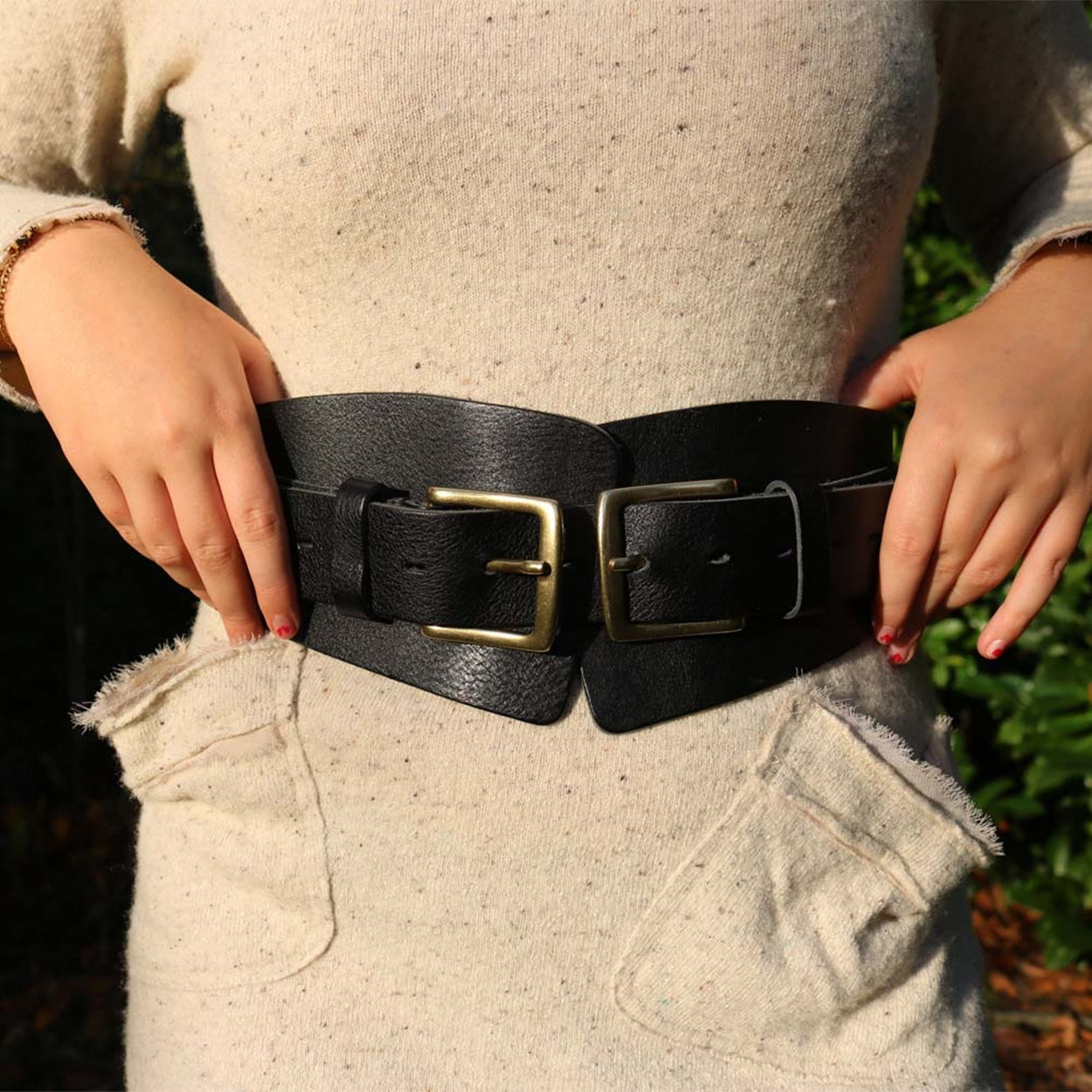 80’s Fashion Statement From London Lamb Leather Wide Corset Belt main image 1